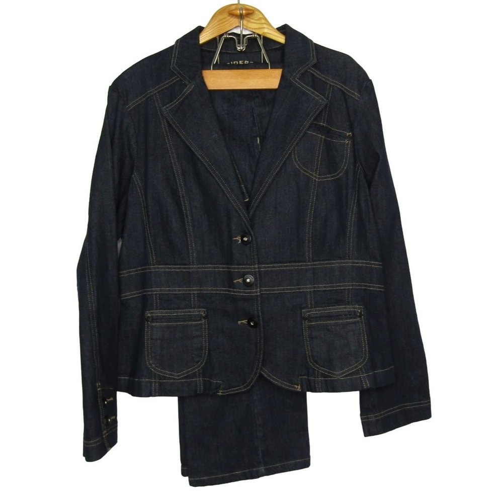 Riders Copper Collection Denim Blue Jean Suit Jacket 2XL Pants 11/12